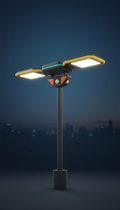 Dual-head commercial solar light for broad coverage