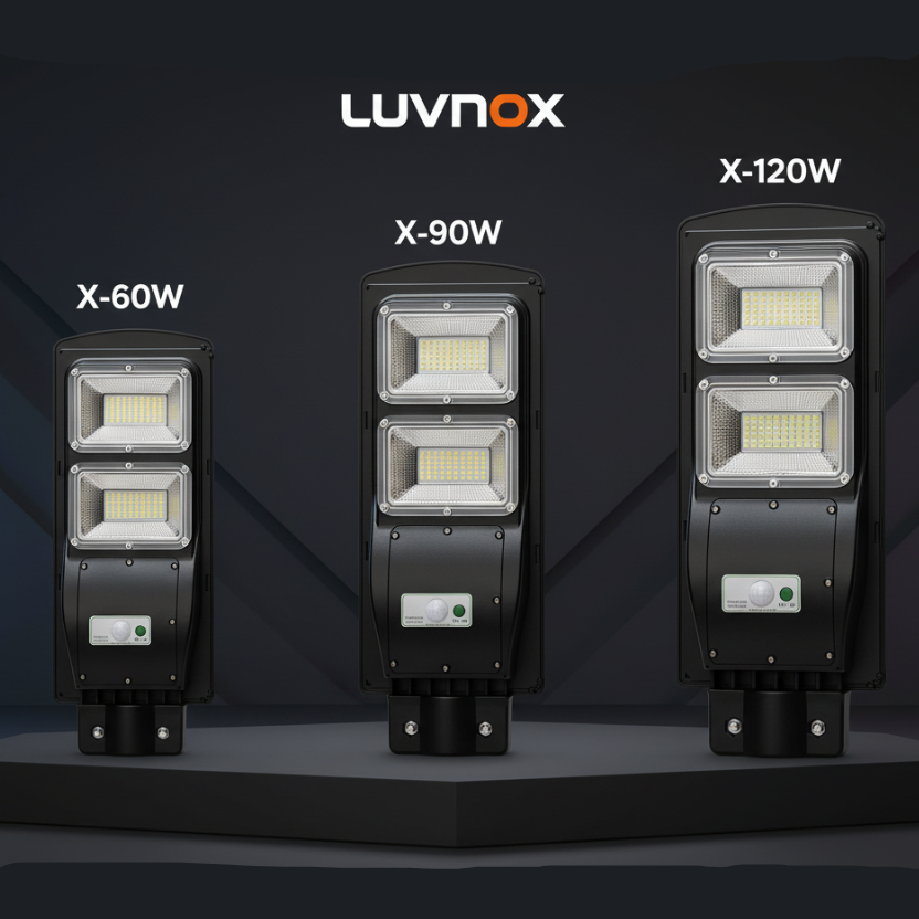 LUVNOX X-60W X-90W X-120W Solar Street Light Size Comparison