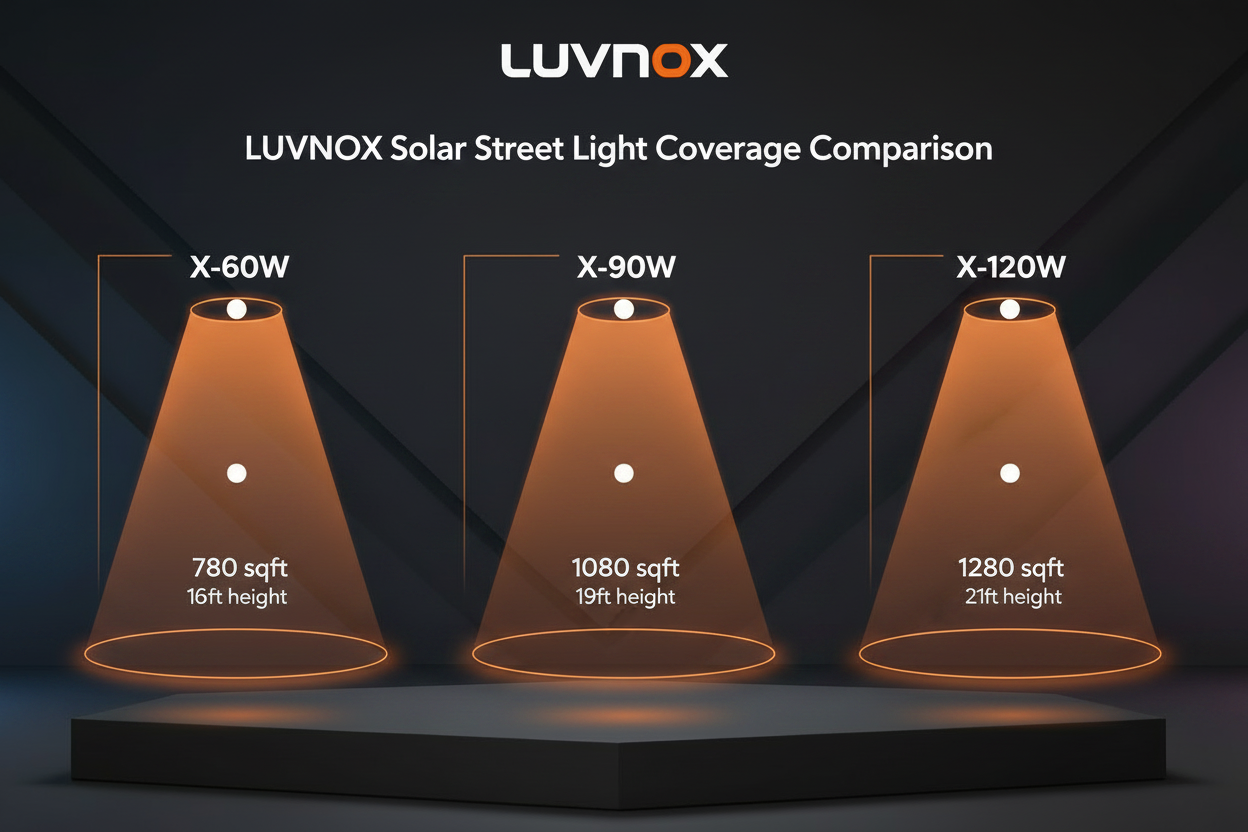 LUVNOX X-60W 780sqft, X-90W 1080sqft, X-120W 1280sqft coverage area comparison